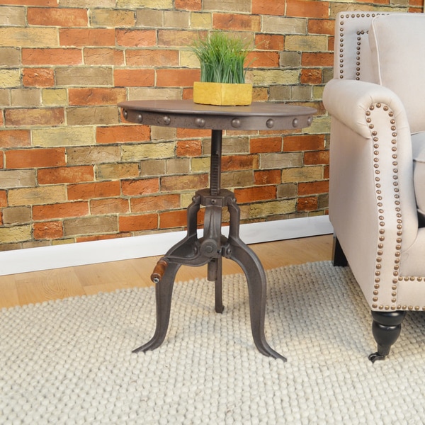 Carbon Loft Baird Cast Iron/Metal Adjustable Crank Accent Table