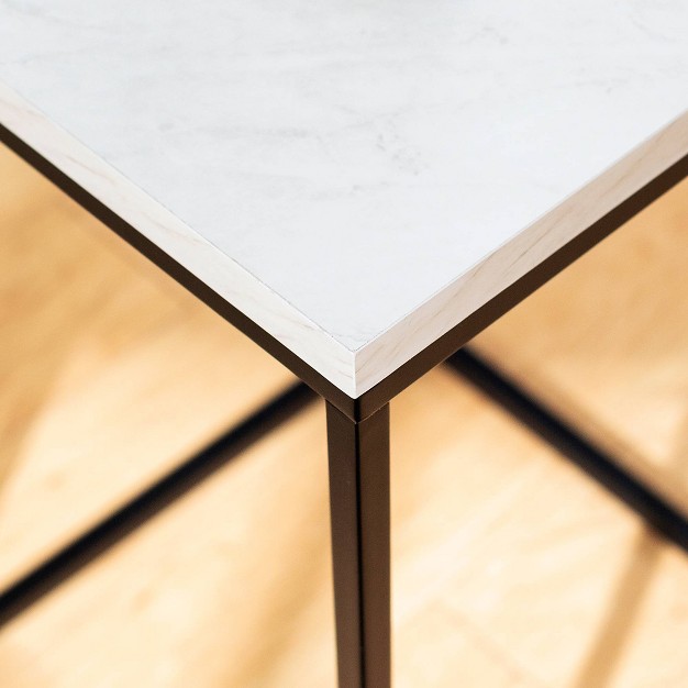 Owen Urban Open Box Frame Side Table Faux White Marble Saracina Home