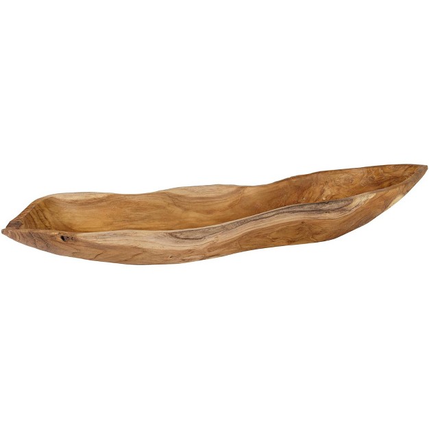 Wide Teak Wood Leaf Decorative Bowl