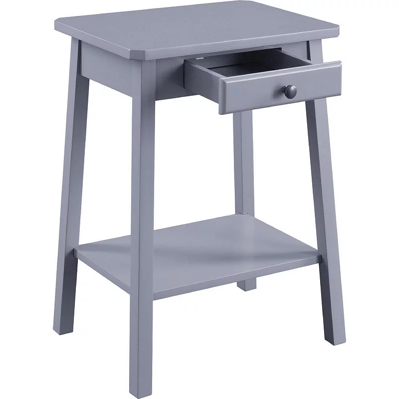 MDF Accent Table with 1 Drawer and Open Shelf， Gray