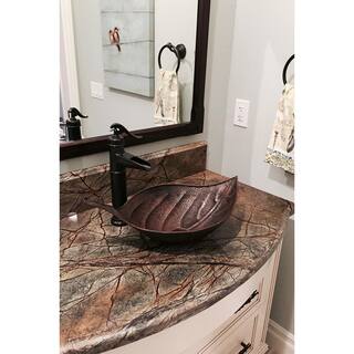 Premier Copper Products Leaf Hammered Copper Vessel Sink in Oil Rubbed Bronze PVLFDB