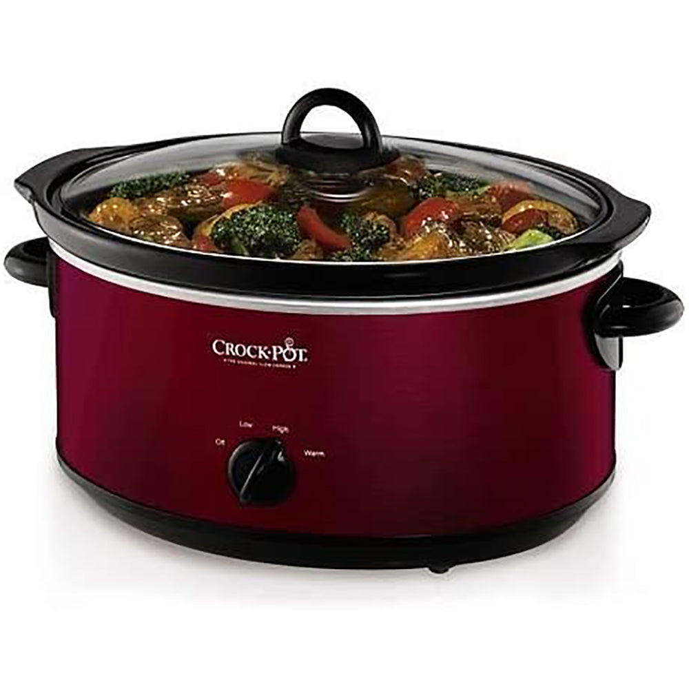 Crock-Pot 7 Qt Food Slow Cooker Home Cooking Kitchen Appliance, Red (Open Box)