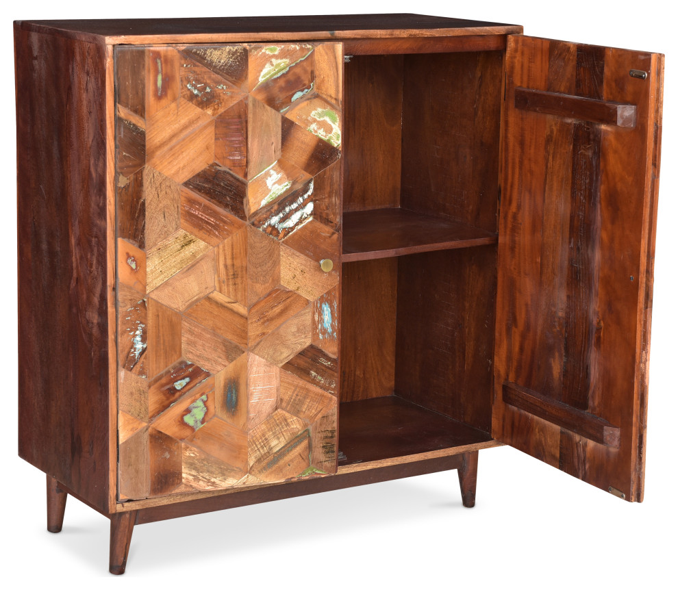 Chevron 2 Door Wooden Cabinet   Midcentury   Accent Chests And Cabinets   by Timbergirl  Houzz