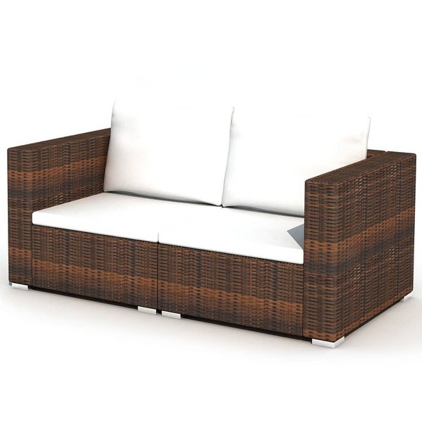 10 Piece Garden Lounge Set with Cushions Poly Rattan Brown - Overstock - 35108298