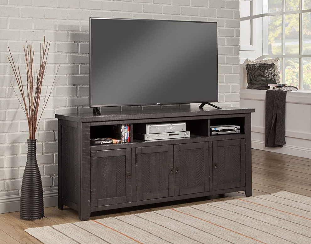 Rustic TV Stand  3 Open Compartments and 3 Storage Cabinets   Rustic   Entertainment Centers And Tv Stands   by Decorn  Houzz