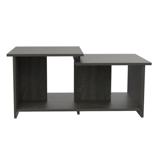 Minimalist Style Coffee Table with Lower Open Shelf for iving Room， Home， Office -Espresso， Easy Assemble