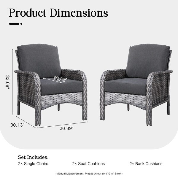 HOOOWOOO Outdoor 2piece Patio Furniture Wicker Chair Set