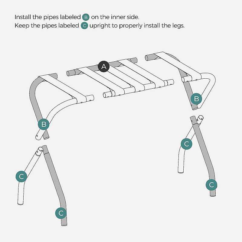 Luggage Rack， Suitcase Stand， Steel Frame， Foldable For Guest Room， Hotel， Bedroom