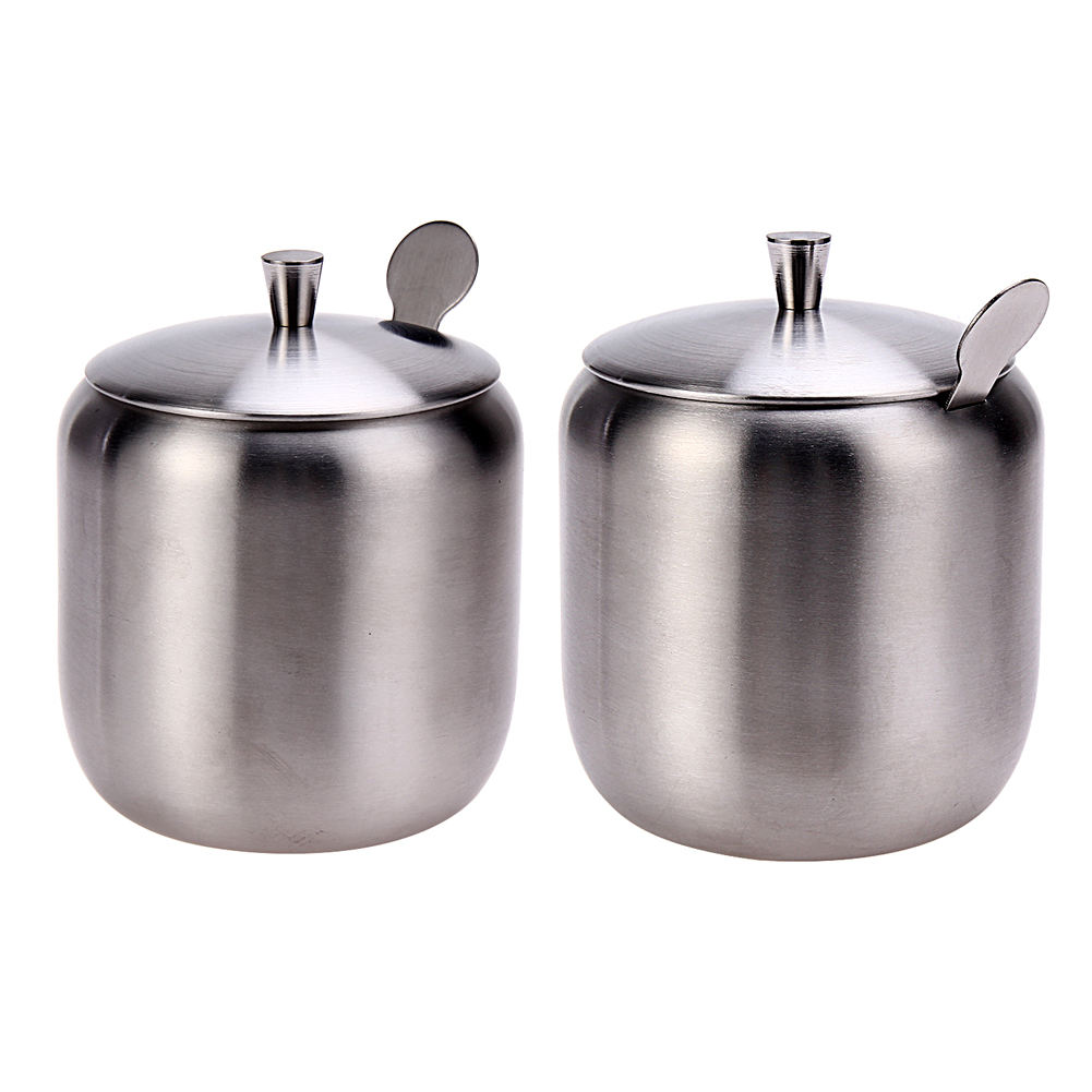 350ML New Stainless Steel Coffee Sugar Bowl Sugar Pot With Spoon Cup Cover