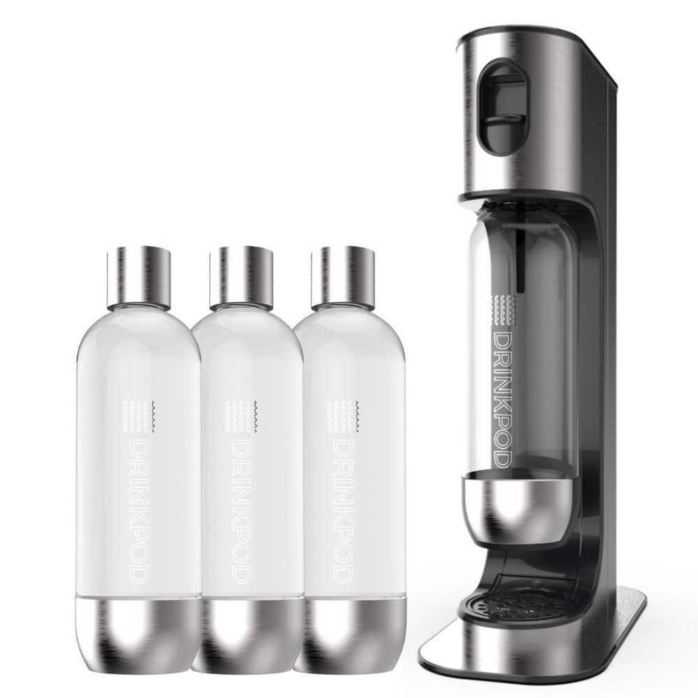 DRINKPOD Stainless Steel Premium Soda Machine with 3Carbonation Bottles