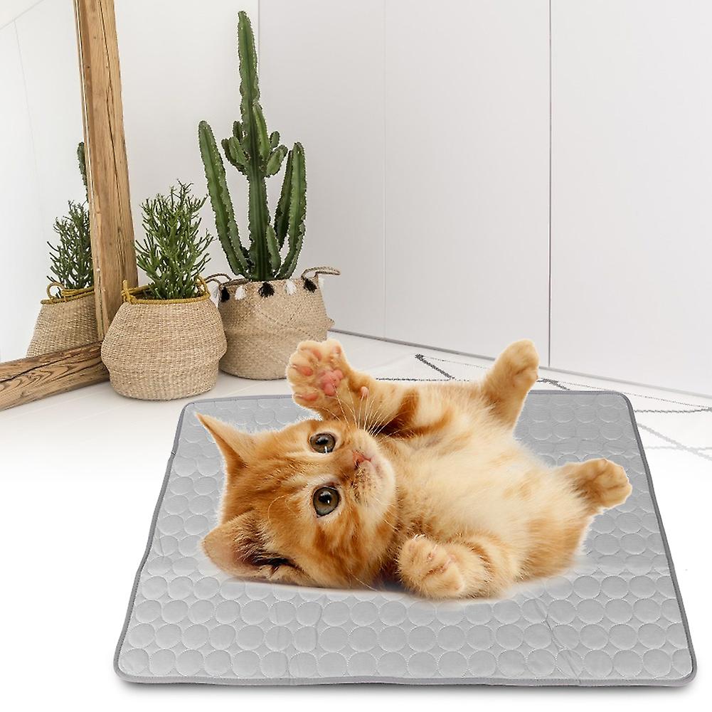 Summer Cotton Pet Dog Cat Breathable Mat Cooling Bed Sleeping Pad Gray(62*50cm)