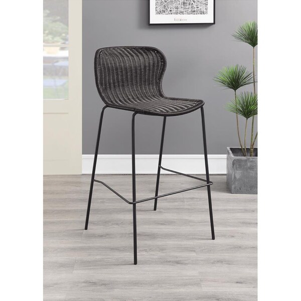 Set of 2 Metal Base Bar Stool in Brown and Sandy Black