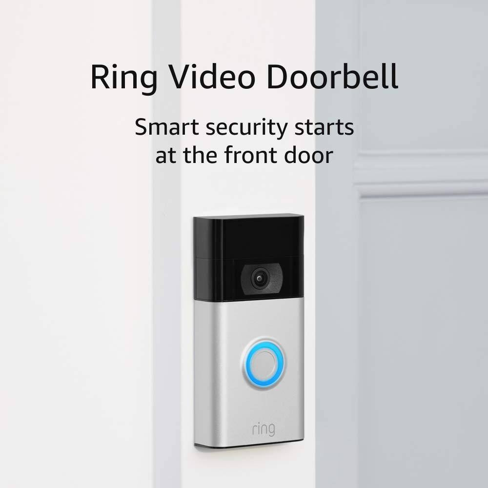 Ring Video Doorbell - Smart Wireless WiFi Doorbell Camera with Built-in Battery 2-Way Talk Night Vision Satin Nickel 8VRASZ-SEN0