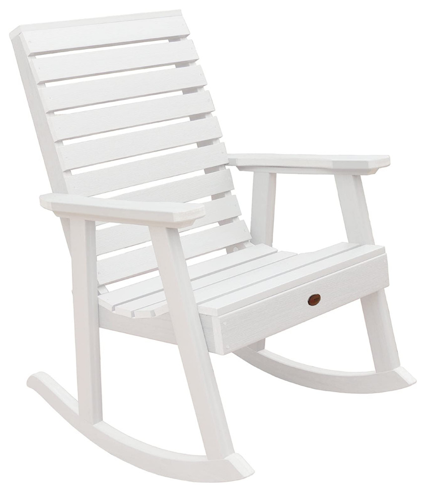 Outdoor Rocking Chair  Slatted Seat and Back With Straight Arms   Transitional   Outdoor Rocking Chairs   by Decor Love  Houzz