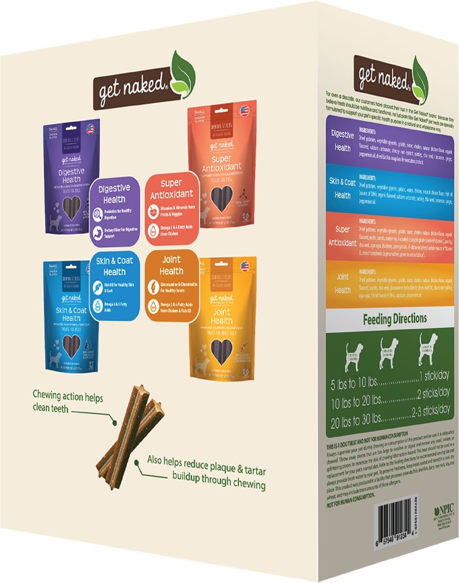 Get Naked Whole Health Variety Pack Small Grain-Free Chicken Flavor Dental Dog Treats