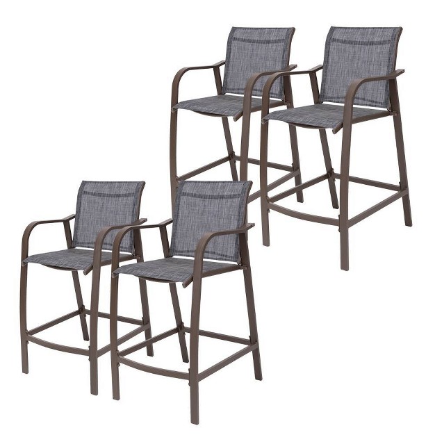 4pc Outdoor Counter Height Bar Stools Black gray Crestlive Products