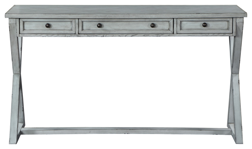 Keats French Country Style 3 Drawer Console Table Light Grey   Farmhouse   Console Tables   by Coast to Coast Imports  LLC  Houzz