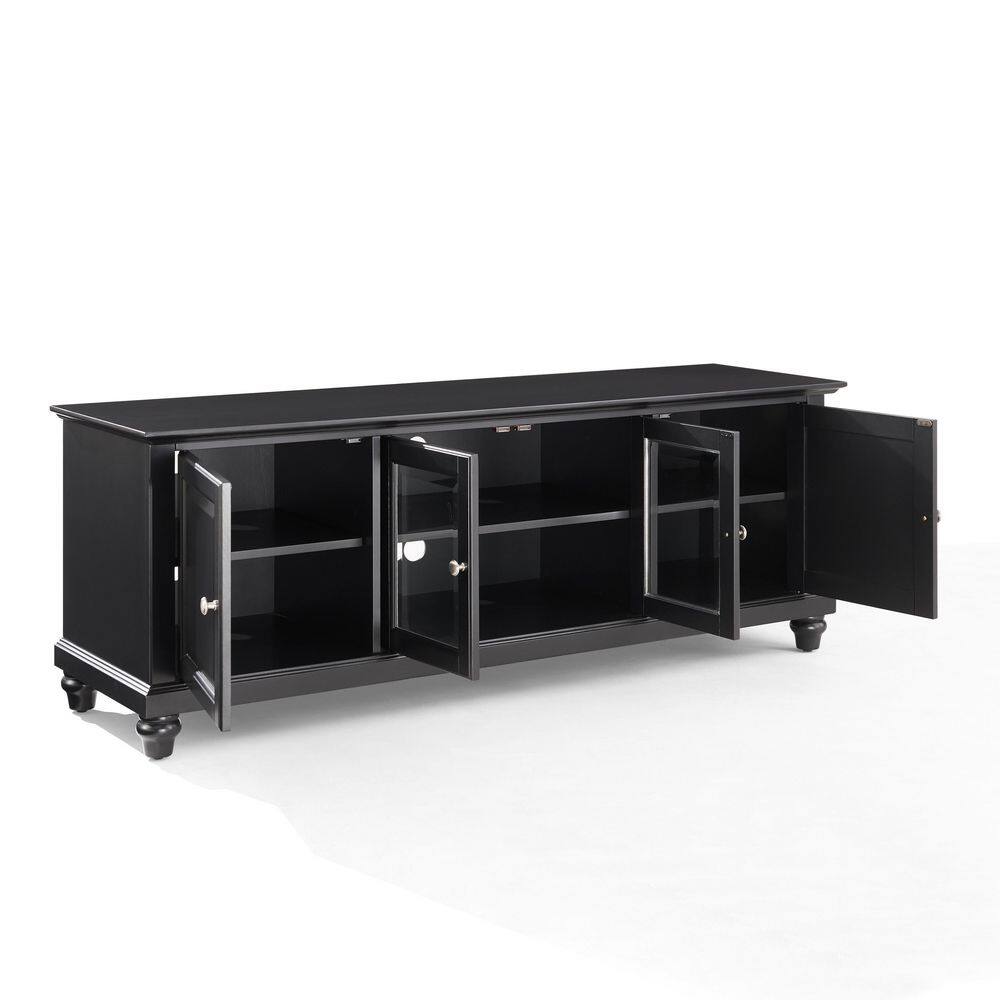 Crosley Cambridge 60 in. Black Wood TV Stand Fits TVs Up to 60 in. with Storage Doors KF10005DBK