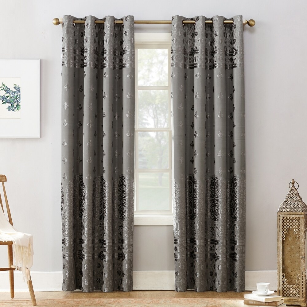 Sun Zero Elidah Velvet Medallion Blackout Grommet Curtain Panel  Single Panel