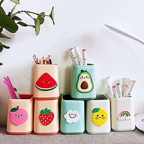 Cute Pen Holder For Desk， Pencil Pen Cup Holder For Desk Kids， Home Accessory Office Storage Women Makeup Brush Organizer Lovely (strawberry)