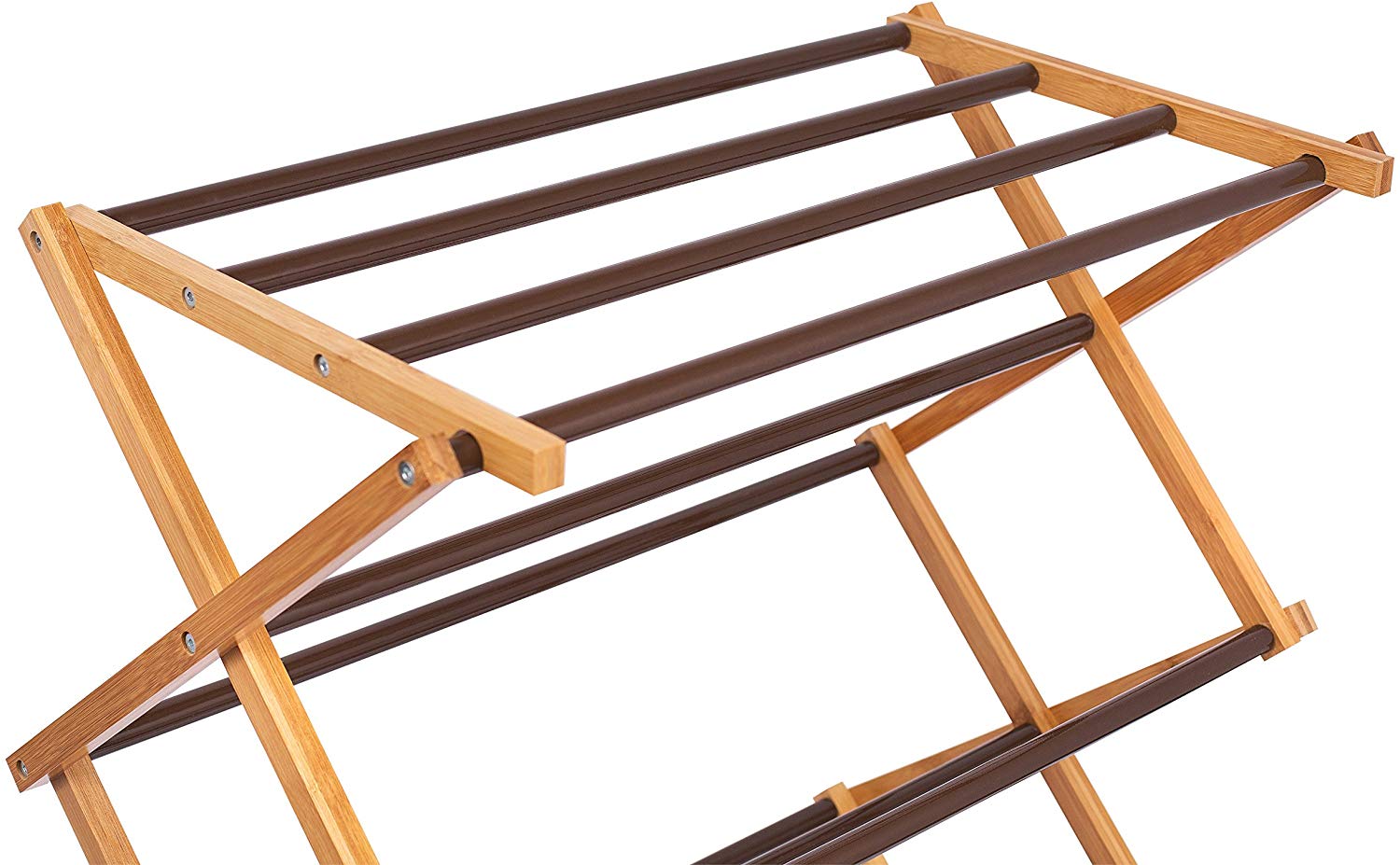 BirdRock Home 3-Tier Folding Steel Clothes Drying Rack - Walnut