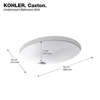 KOHLER Caxton 16-14 in. Oval Vitreous China Undermount Bathroom Sink in White with Overflow Drain K-R2210-0