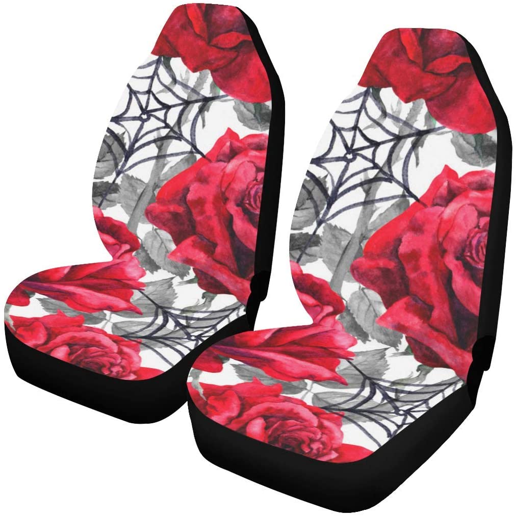 KXMDXA Set of 2 Car Seat Covers Halloween Spiders Web Universal Auto Front Seats Protector Fits for Car，SUV Sedan，Truck