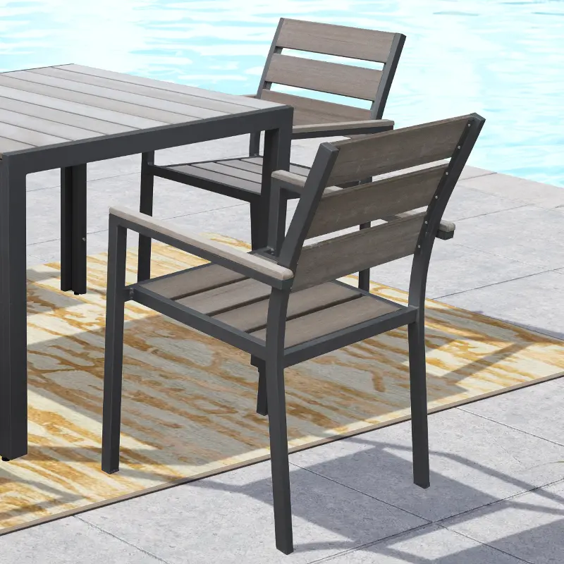 Gallant Sun Bleached Black Outdoor Dining Chairs， Set of 2