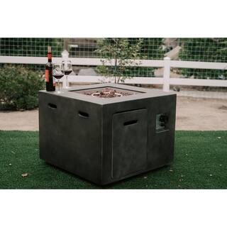 XBRAND 30 in. W x 23.6 in. H Outdoor Square MgOMetal Propane Gas Smokeless Fire Pit Table in Gray with Lava Rocks ProPitXZ46