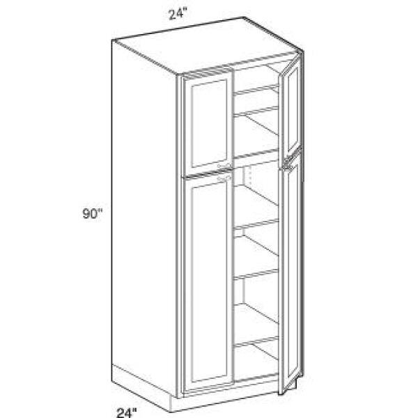 Home Decorators Collection Newport Blue Painted Plywood Shaker Stock Assembled Pantry Utility Kitchen Cabinet Soft Close 24 in. x 90 in. x 24 in. U242490-NMB