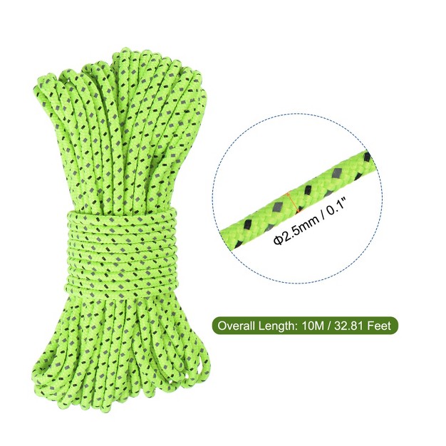 Unique Bargains Tent Rope Polyester Cord Fluorescent Reflective For Outdoor Camping