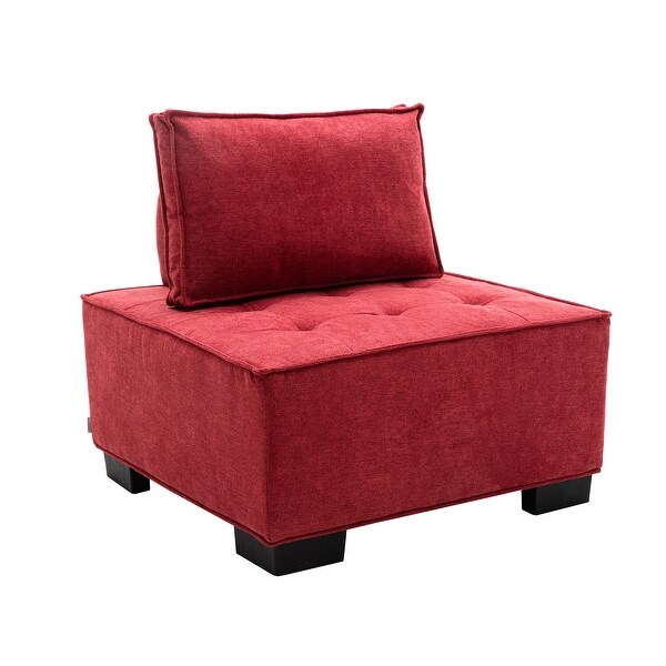 Living Room Ottoman Lazy Chair Small Accent Chair with Solid Wood Legs