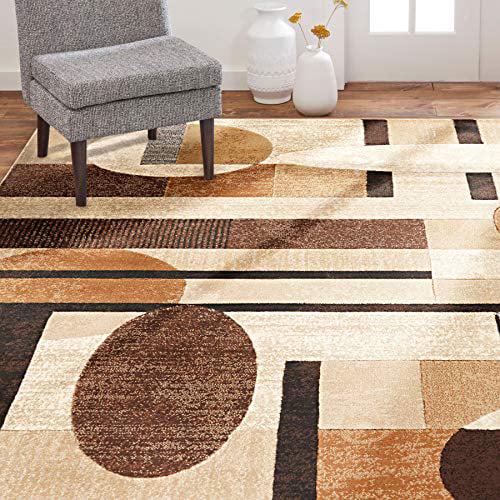 Home Dynamix Tribeca Jasmine Contemporary Geometric Area Rug，Brown/Beige， 39 x55