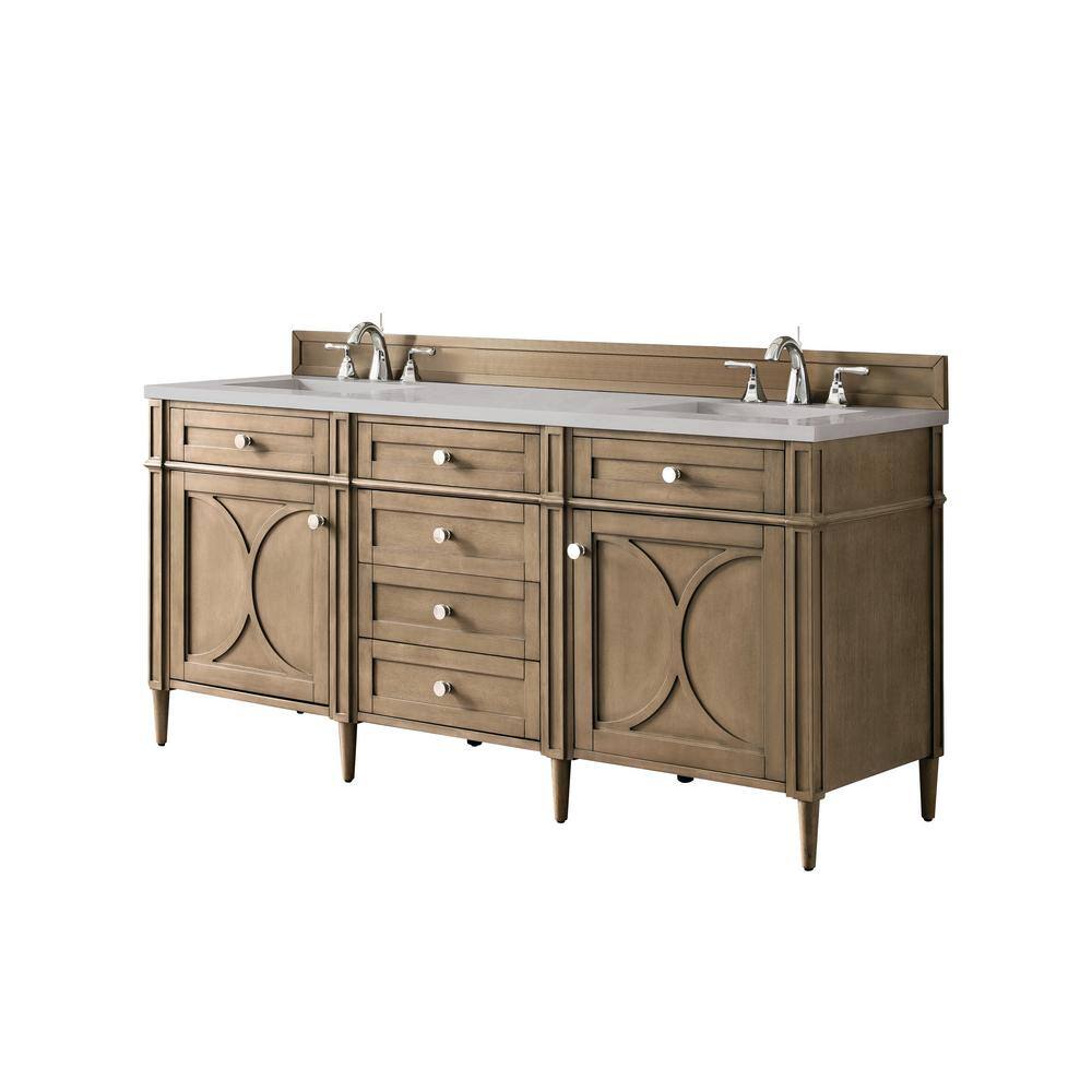 Home Decorators Collection Darrowood 72 in. W x 22 in. D x 33.78 in. H Double Bath Vanity in Whitewashed Walnut with Quartz Top in Pietra Grey HD650V72D-WW-PG