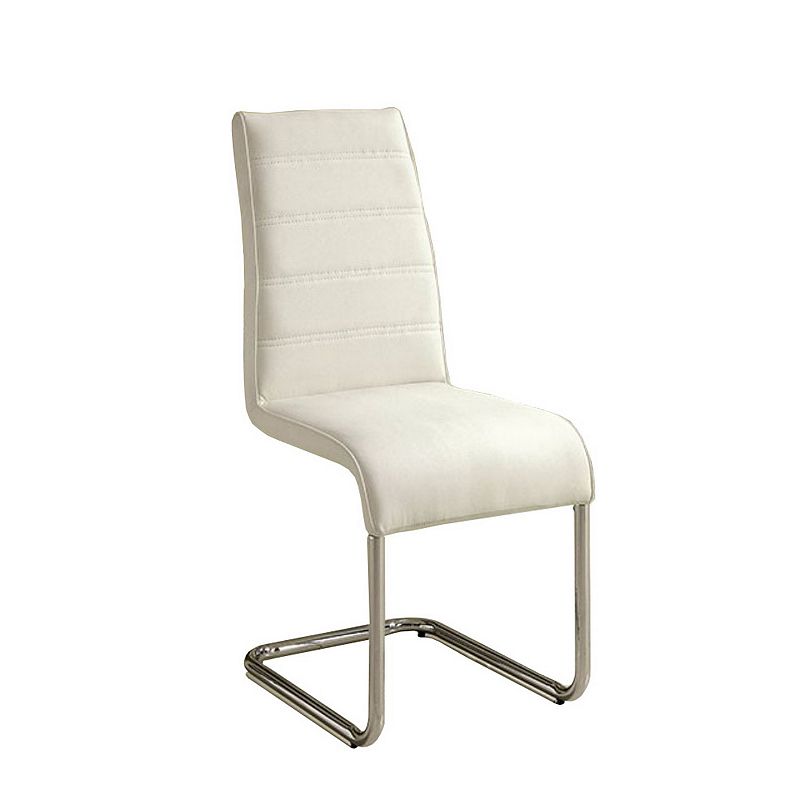 Mauna Contemporary Side Chair With Steel Tube， White Finish， 2Pc