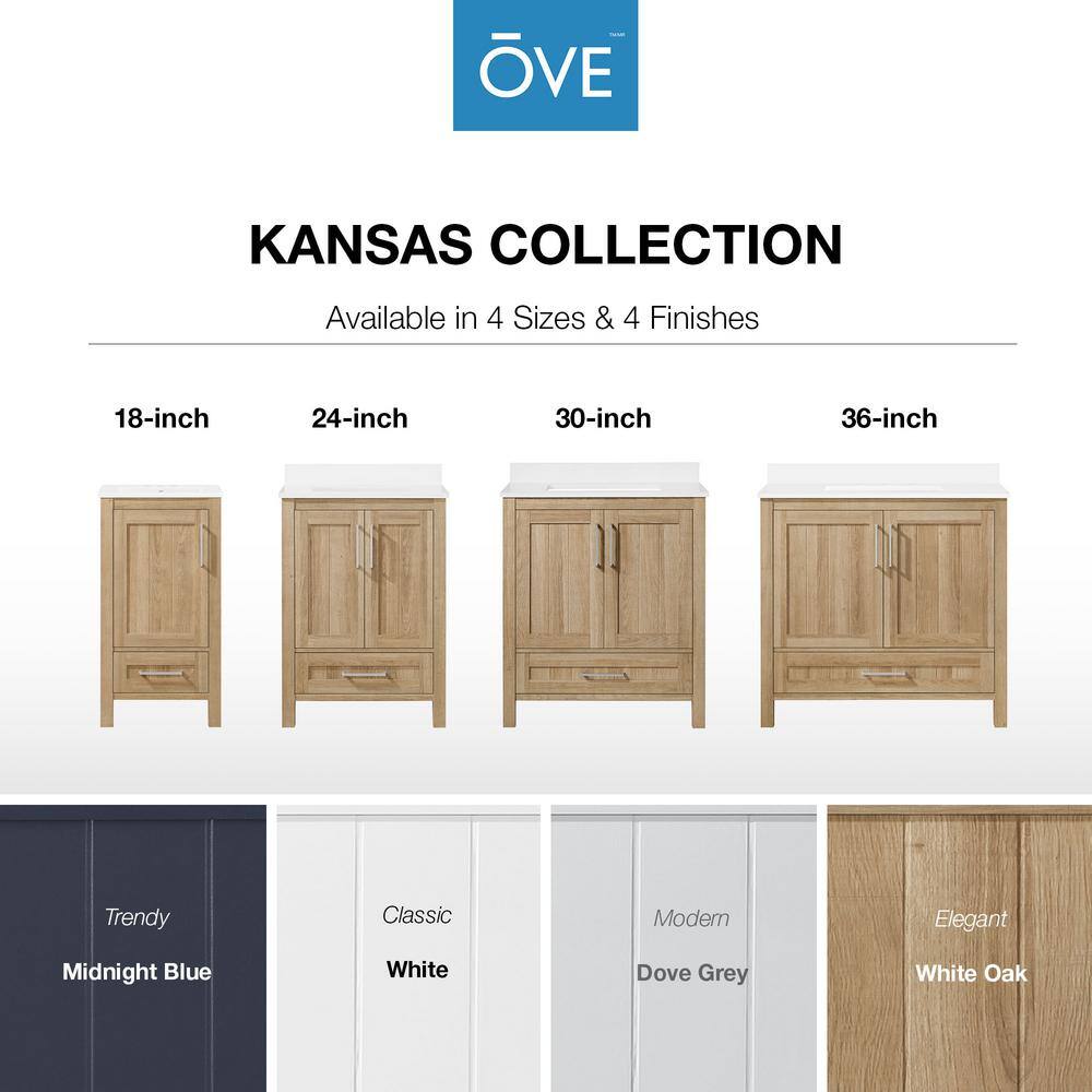 OVE Decors Kansas 36 in. W x 19 in. D x 34.5 in H Bath Vanity in White Oak with White Engineered Stone Vanity Top 15VVA-KANS36-12