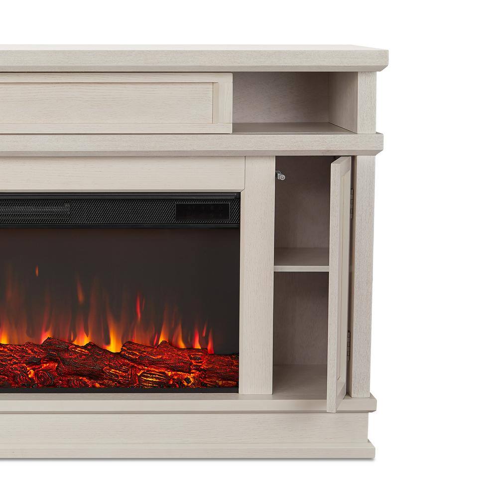 Real Flame Torrey 60 in. Freestanding Electric Fireplace in Bone White 4020E-BNE