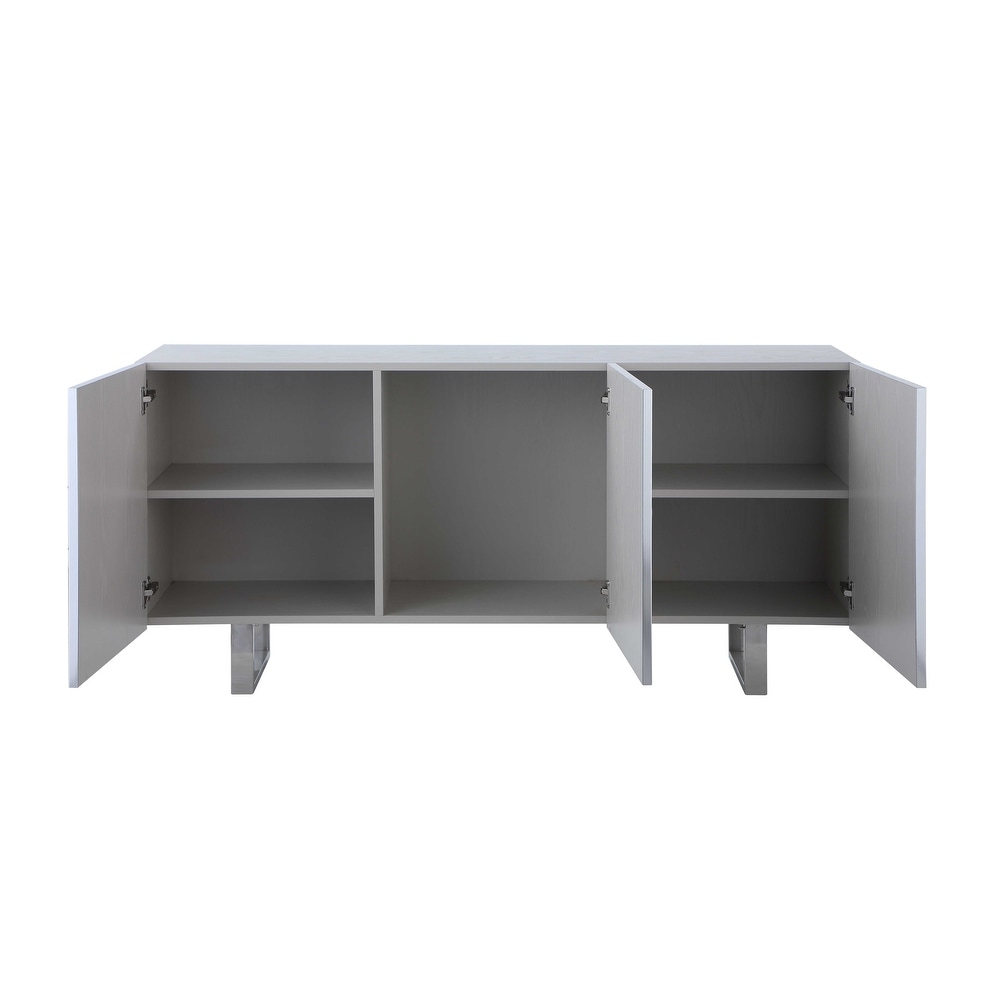 Somette Kenneth Contemporary Buffet with Steel Legs   Seashell Veneer Accents