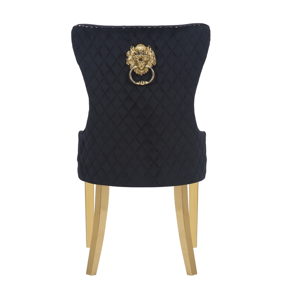 Simba Gold Legs Dinning Chair Finish with Velvet Fabric   2 Chair per Box