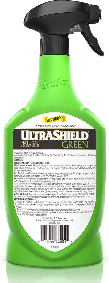 Absorbine Ultrashield Green Fly Repellent Horse Spray