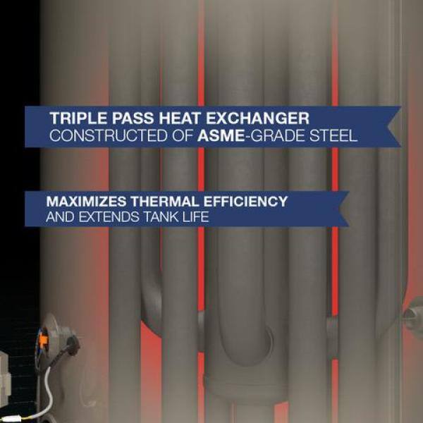 Rheem Commercial Triton Heavy Duty High Efficiency 80 Gal. 130K BTU ULN Natural Gas Power Direct Vent Tank Water Heater GHE80SU-130
