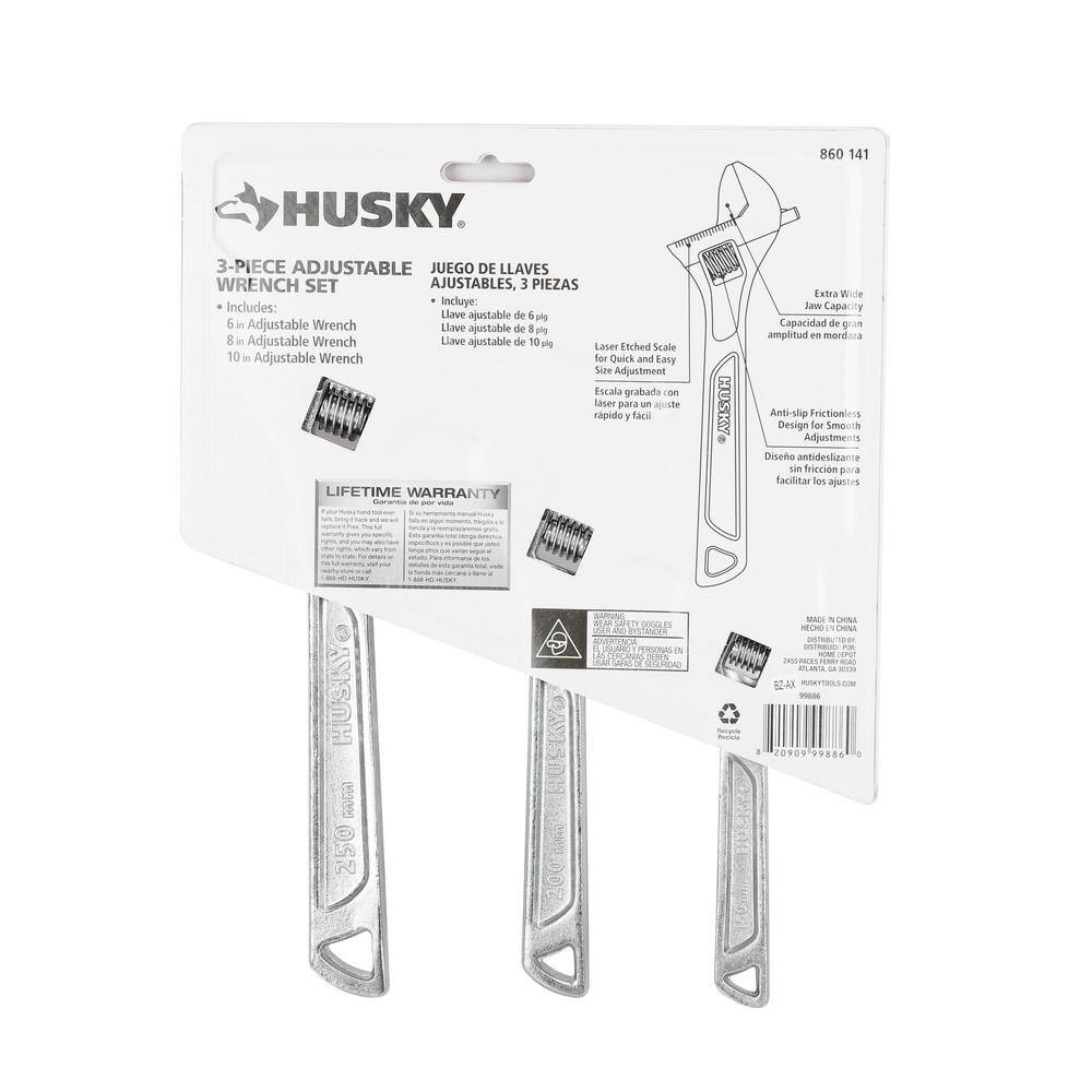 Husky Adjustable Wrench Set (3-Piece) 90355