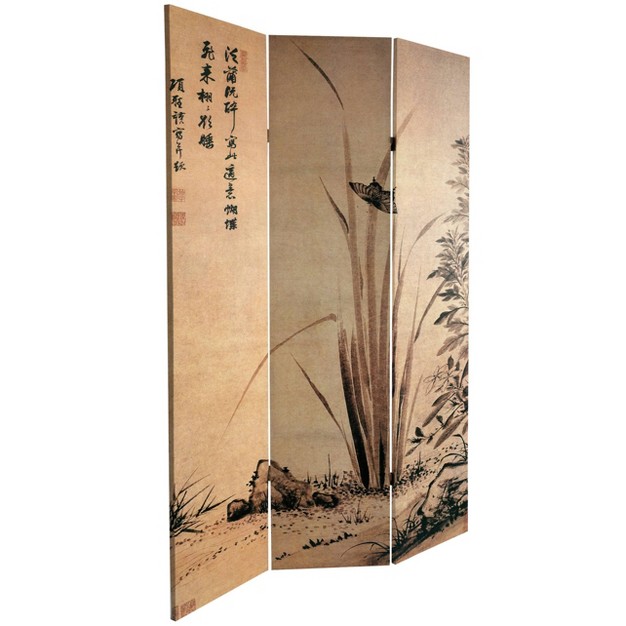 Double Sided Cranes Room Divider Beige Oriental Furniture