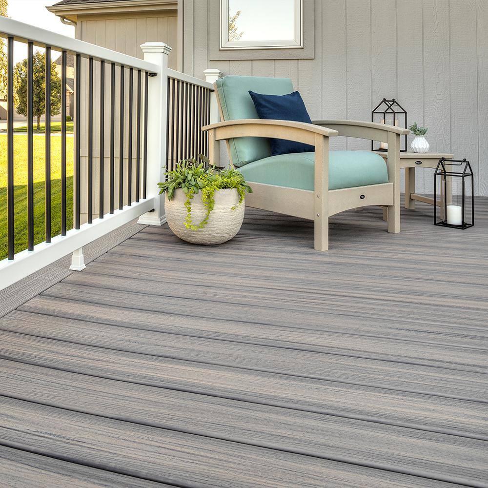 Trex Enhance Naturals 1 in. x 6 in x 16 ft. Rocky Harbor Grooved Edge Grey Composite Deck Board RH010616E2G01