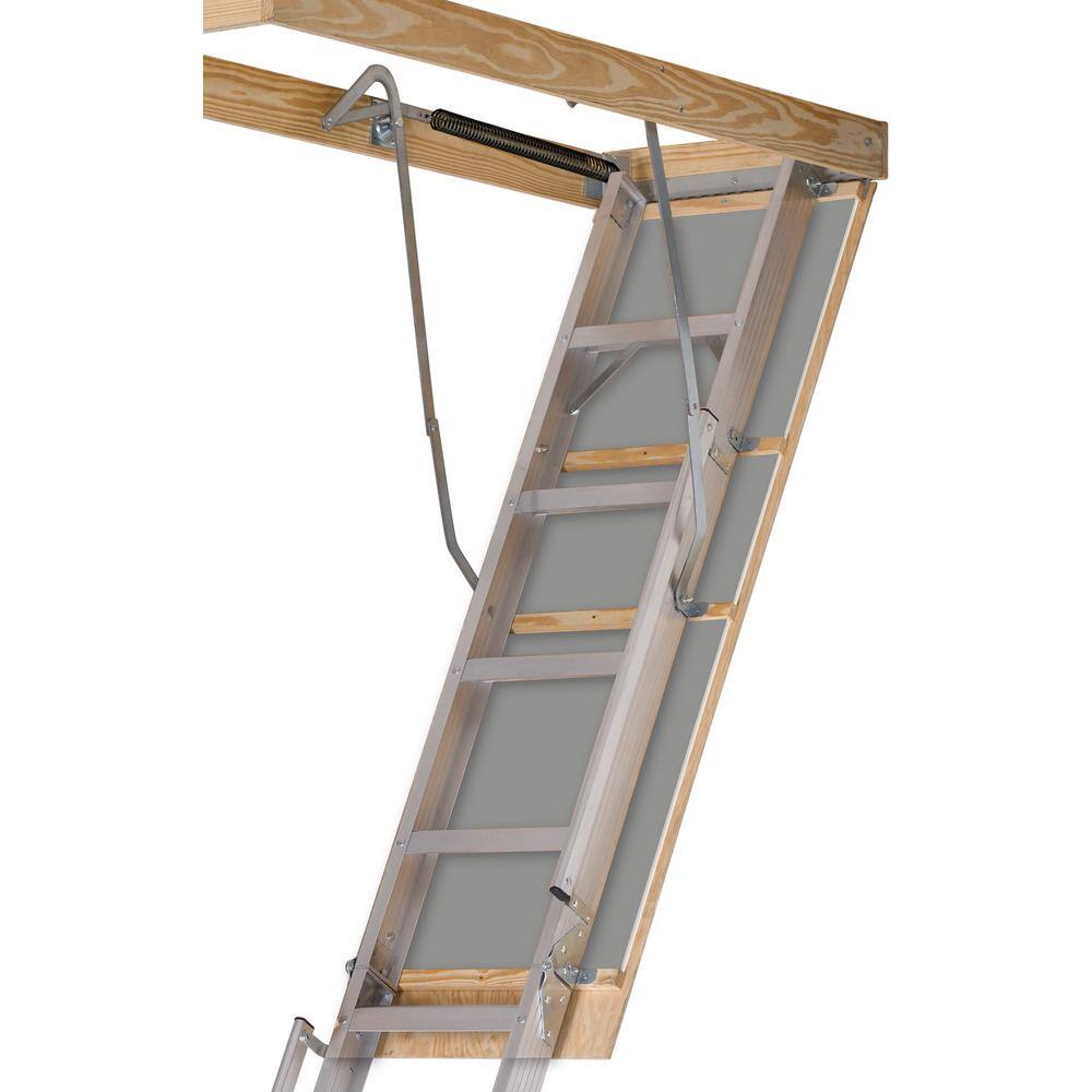 Louisville Ladder Everest 10 ft. - 12 ft. 25.5 x 63 in. Aluminum Attic Ladder with 350 lb. Load Capacity AL258P