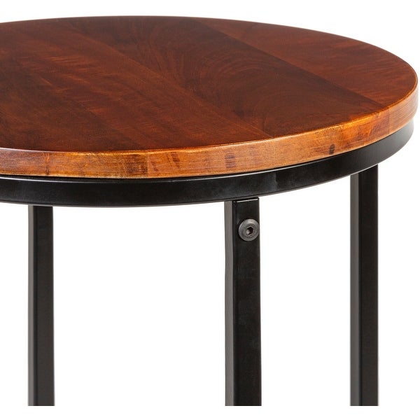 Zarna Modern Round Mixed Material Frame End Table - 24