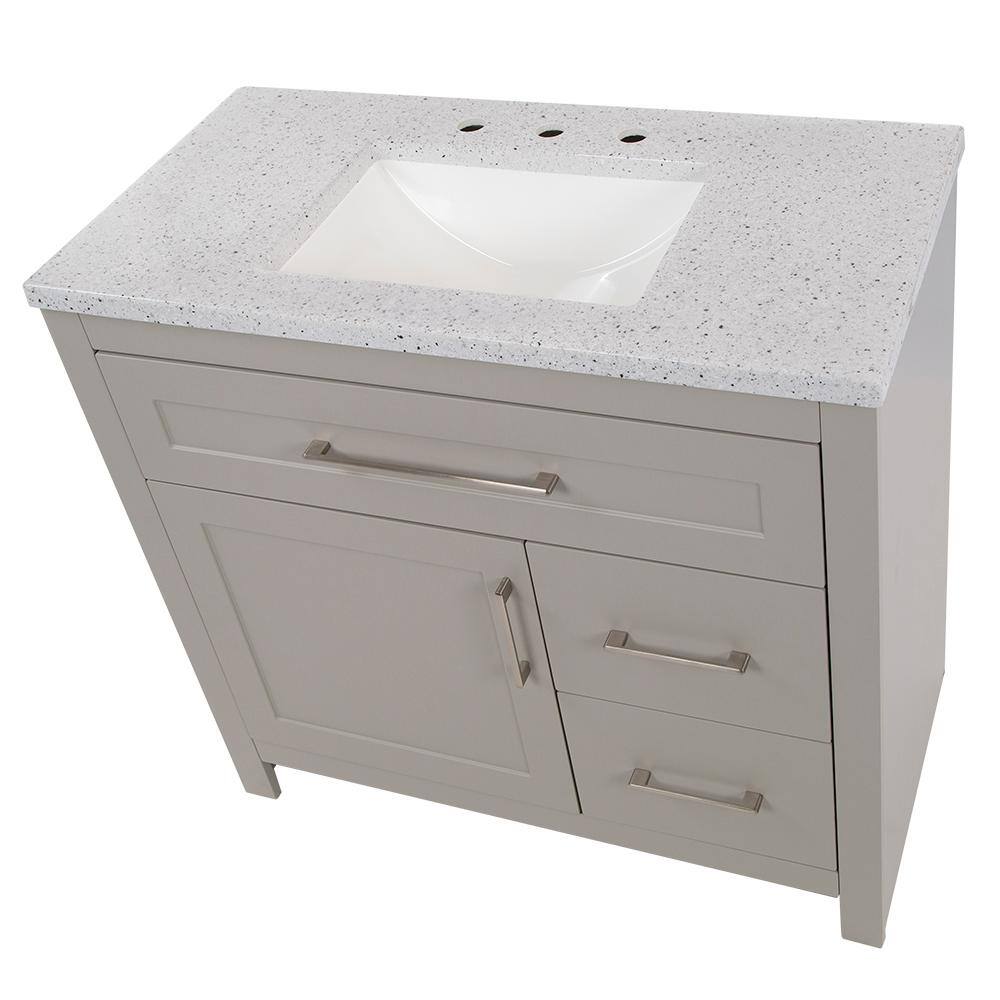 Home Decorators Collection Clady 36.5 in. W x 18.8 in. D x 35.4 in. H Freestanding Bath Vanity in Gray with Silver Ash Cultured Marble Top HD2036P2-KG