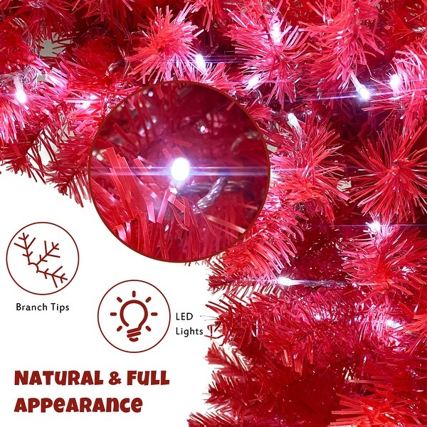 Red Unique Christmas Tree，Bendable Santa Hat Style Christmas Tree