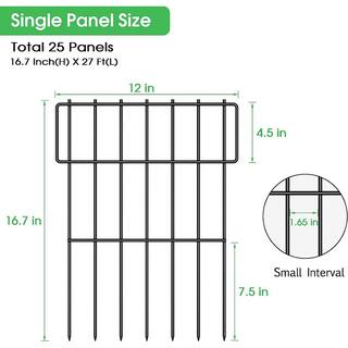 Oumilen Decorative Garden Fence 25-Pack No Dig Animal Barrier Border Black Metal Fencing Panel LT-K319-SJ