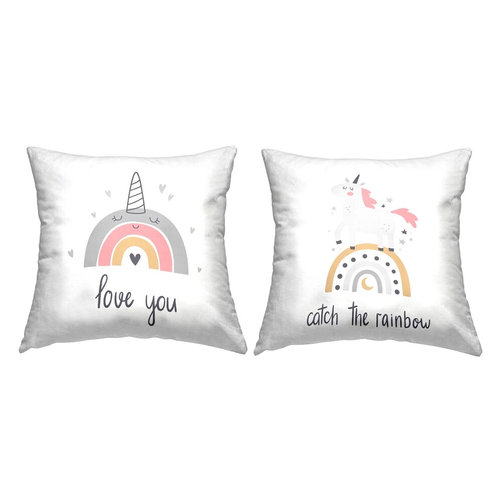 Stupell Love You Unicorn Rainbow Printed Throw Pillow Set by LSR Design Studio (Set of 2)